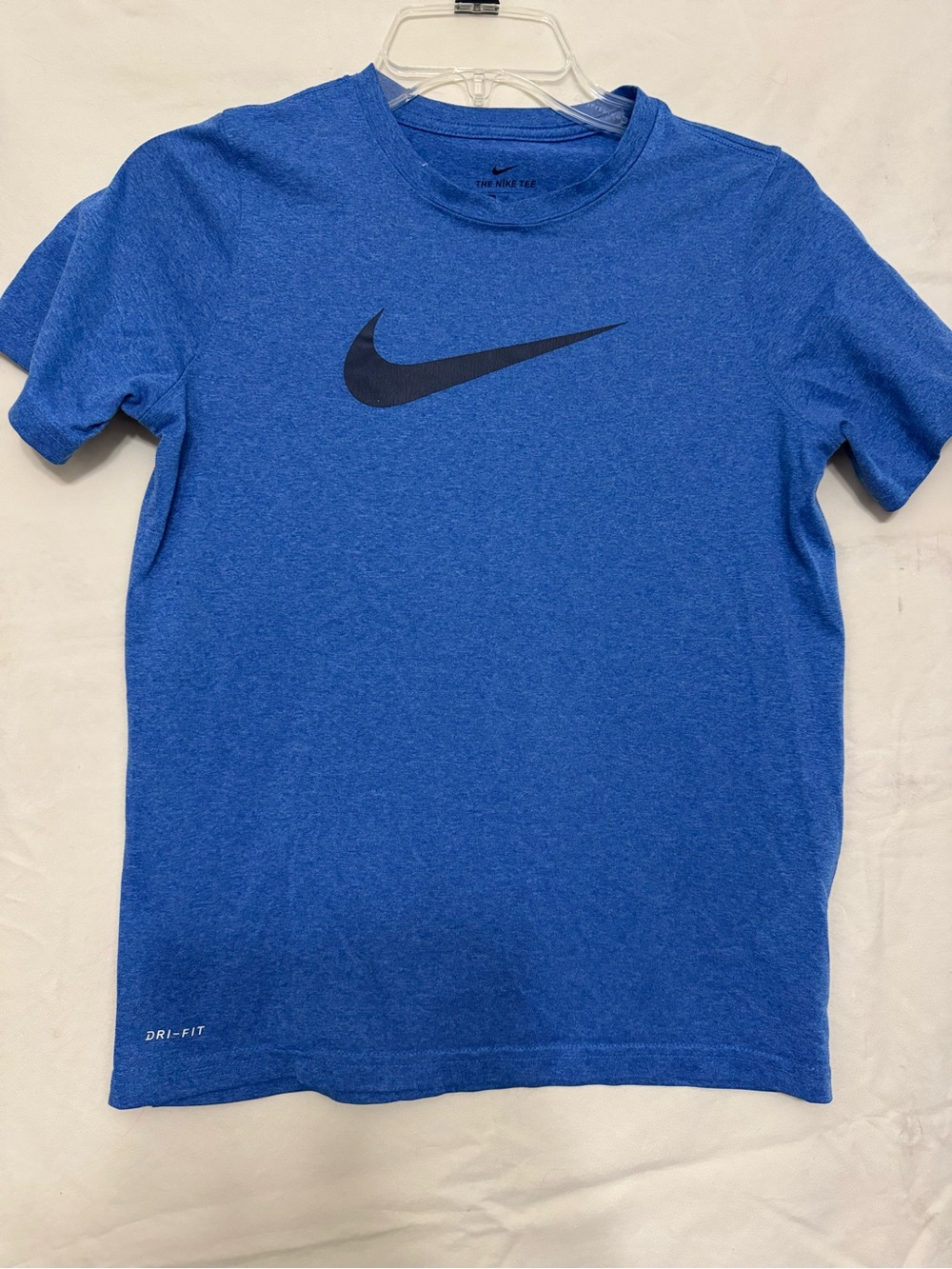 Nike Blue Dri-FIT Tee with Black Swoosh, Boys Sz L